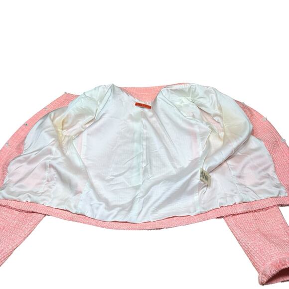Alice And Olivia Coral Tweed Jacket Women's Small Lined Preppy Prep Coastal - Picture 6 of 12